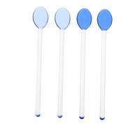 LIFKOME Cuchara de Vidrio Transparente para Café y Leche Mango Largo Ergonomico 4 Piezas Cuchara Multifuncional para Postres y Cocina
