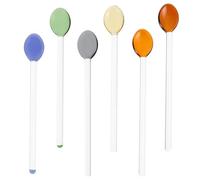 LIFKOME Cucharas de Vidrio Transparentes para Café y Postre, Mango Largo Resistente al Calor, Pack de 6 Unidades, Ideales para Helados y Bebidas Hogar Color Aleatorio
