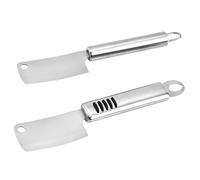 LIFKOME Cuchillo para Picar y Espátula de Queso de Acero Inoxidable Antideslizante, Mini Cuchilla Multifunción 2 Piezas para Cocina, Hogar y Catering, Cortador de Quesos y Mantequilla