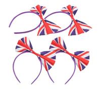 LIFKOME Diadema Cabello Lazo y Bandera del Reino Unido, 4 Piezas para Mujer y Niña, Accesorio Ligero y Cómodo para Fiestas, Carnaval y Eventos Deportivos
