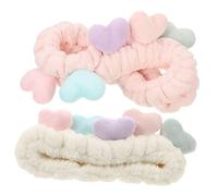 LIFKOME Diadema de Corazón Elástica de Felpa 2 Unidades Tamaño Único para Mujer Niñas Maquillaje y Cuidado Facial Uso Diario Tonos Beige y Rosa Champán Suave y Cómoda