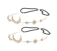 LIFKOME Diadema de Cristal Luna y Estrellas 2 Piezas Tamaño Único para Mujer Novia Niñas Boda Fiesta Tocado Joyería Elegante para Accesorios de Cabello