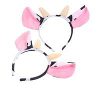 LIFKOME Diadema de Peluche Orejas de Vaca y Cordero 2 Unidades Tamaño Pequeño Cómoda para Cosplay y Fiestas de Halloween Accesorios de Vestuario