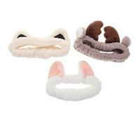 LIFKOME Diadema para Lavar la Cara 3 Piezas, Diademas Suaves de Tela para Maquillaje y Spa Diseño de Gato y Orejas Blancas, Accesorio para Cuidado de Piel y Cabello, Adecuado para Uso