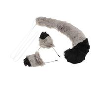 LIFKOME Diademas con Orejas y de para Accesorios de Cosplay de Peluche Gris y Negro para Fiestas y Celebraciones Temáticas