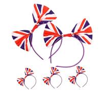 LIFKOME Diademas Lazo y Broches Cabello 5 Piezas Tamaño Único Elásticas Accesorios para Fiestas Británicas Mujeres y Niñas Decoración Bandera Británica para Festivales