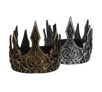 LIFKOME Diademas Medievales para Hombres de Pu Espuma, Corona Ajustable y Ligera, Diseño Real Antiguo para Cosplay y Complementos de Fiesta, Pack de 2 Piezas