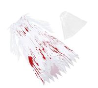 LIFKOME Disfraz de Novia Sangrienta para Adultos Vestido de Poliéster y Velo Rojo, Adecuado para Role-playing y Aumentar la Atmósfera de Terror en Halloween