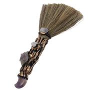 LIFKOME Escobas para Barrer Interiores, Cepillo de Barrido Suave de miscanthus, Adorno de Escoba mágica Lunar de Amatista Natural, púrpura, para Escritorio y Sala de Estar, Limpieza y