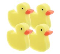 LIFKOME Esponjas de Baño Infantiles de Patito Amarillo 4 Piezas Tamaño Pequeño Suaves Exfoliantes para Piel Sensible Niños Juguetes de Ducha y Baño Divertido Portátil