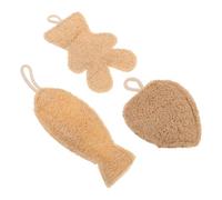 LIFKOME Esponjas Exfoliantes de Lufa Naturales 3 Piezas para Ducha y Baño, Esponja Corporal de Lufa Natural Formas de Corazón, Pez y Oso, Exfoliante Vegetal Biodegradable para Cuidado