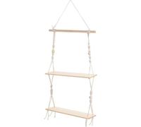 LIFKOME Estante Colgante de Pared Cuerda de Algodón y Madera de Macramé de Doble Capa Adecuado para Exhibir Velas Aromáticas y Plantas para Cocina y Oficina