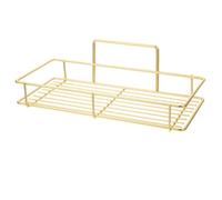 LIFKOME Estante de Ducha sin Taladro con Ventosa Estantería Metálica Montada Pared para Baño y Cocina Organizador de Artículos de Aseo Resistente y Fácil de Instalar Color Dorado Pequeño