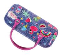 LIFKOME Estuche Portátil para Gafas Doble Asa, Caja Rígida de Pu Cuero en Diseño Fruta y Mezclilla, Soporte Duradero y Protector para Gafas de Sol, Funda para Almacenamiento Fácil