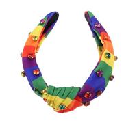 LIFKOME Fabric Rainbow Headbands For Women With Rhinestone Knot Non-slip Striped Pride Hairbands Comfortable Soft Material Hair Accessories For Active Days And Festivals