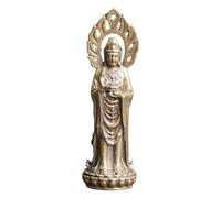 LIFKOME Figura Colgante Guan Yin de Latón, Decoración Budista Antigua para Escritorio y Hogar, Modelo Avalokiteshvara Retro Base Estable, Adorno Espiritual para Oficina y Sala de Té