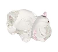 LIFKOME Figura de Cristal de Hipopótamo Transparente Rosa, Mini Estatua Decorativa para Escritorio y Hogar, Escultura Coleccionable de Animal Pequeño para Sala y Oficina
