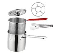 LIFKOME Freidora Mini Inoxidable 304 con Cesta Olla para Freír con Tapa para Patatas Fritas y Camarones Portátil para Cocina Interior y Exterior