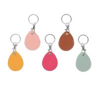 LIFKOME Funda para Tarjeta de Acceso 5 Piezas con Llavero Estuche Rectangular de Cuero Sintético en Colores Pastel Verde Claro Rosa Fucsia Rosa Marrón Amarillo para Uso Diario y