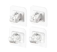 LIFKOME Ganchos Telescópicos para Varillas de Cortina sin Perforaciones, Clips Autoadhesivos Transparentes y, Soporte para Barra de Cortina Baño 4 Piezas