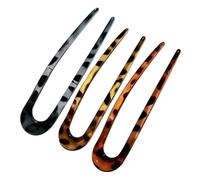 LIFKOME Horquillas Cabello en Forma de U 3 Piezas Acetato Leopardo Rojo Amarillo Gris, Palillos para Moños, Accesorios para Peinar Mujeres y Niñas, Diseño Moderno para Uso Diario