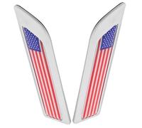 LIFKOME Insignia Metálica para Vehículo Bandera Estadounidense, Pegatina Lateral de Aleación Duradera, Fácil Instalación para Parachoques de Auto, Paquete de 2 Piezas para Modificaciones