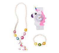 LIFKOME Joyas De Silicona Forma De Unicornio Reloj De Juguete para Niña Pulsera Collar De Cuentas para Fiesta De Cumpleaños De Niña