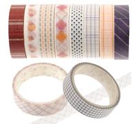 LIFKOME Juego de 10 Rollos de Cintas Washi para Manualidades, sin Residuo Adhesivo y Fáciles de Rasgar a Mano, Adecuado para DIY y Decoración de Diarios