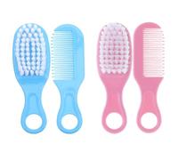 LIFKOME Juego de Cepillo y Peine para Ñiño Recién Nacido, Cerdas Suaves para Masaje y Cuidado Delicado del Cuero Cabelludo, Kit de Aseo Infantil Cepillo Azul y Rosa, Ligero y Ergonómico