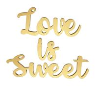LIFKOME Juego de Letreros de Madera Dorados Love Is Sweet para Decoración de Mesa de Boda, Cartel de Amor Grande para Recepción, Aniversario y Fiesta Nupcial, Decoración de Amor Elegante