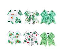 LIFKOME Lazos Pelo Temática Del Día De San Patricio 6 Piezas Tamaño Mediano Elásticos Para Niñas Uso Diario Decorativos y Funcionales Para Peinados Variados