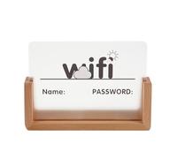 LIFKOME Letrero Wifi con Contraseña Beige de Acrílico y Base de Madera de Haya Decoración Sobremesa Vertical para Hogar Oficina y Habitaciones de Invitados
