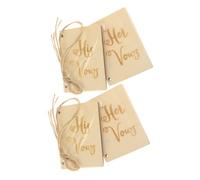 LIFKOME Libro de Votos Matrimoniales de Madera Cuaderno Artesanal Papel Kraft Set de 2 Juegos 4 Piezas Diseño Rústico Resistente y Reciclado Accesorio para Bodas y Decoración de
