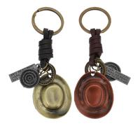 LIFKOME Llavero de Cuero Hecho a Mano para Sombrero Vaquero, Diseño Vintage y Práctico, Decoración para Llaves de Coche y Puerta, Pack de 2 Piezas Elegantes