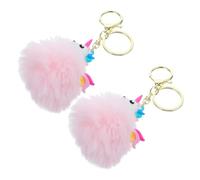 LIFKOME Llavero de Unicornio de Felpa Rosa, 2 Piezas Hebilla Portátil, Colgante de Bolso y Decoración para Mochila o Llaves