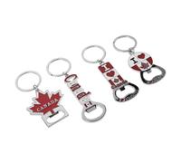 LIFKOME Llaveros Abrebotellas Canadá 4 Piezas Diseño de Bandera Canadiense, Llavero Metálico Decorativo Portátil para Recuerdo de Viaje, Fiesta y Uso Diario