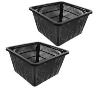 LIFKOME Macetas Hidropónicas De Malla Cuadrada para Cultivo Acuático Interior y Exterior, Cesta De Plástico Negro 2 Piezas, para Hortalizas y Plantas En Jardinería Casera
