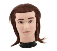 LIFKOME Maniquí Cabeza Hombre para Práctica de Peluquería con Cabello Natural Modelo de Entrenamiento para Estilistas Corte Trenzado y Técnicas de Cosmetología