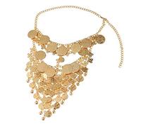 LIFKOME Máscara de Velo Metálica Dorada para Belly Dance Cadenas Decorativas y Cascabeles, Accesorios para Fiesta que Promueven el Rendimiento Estilo