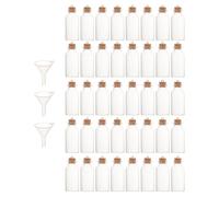 LIFKOME Mini Frascos de Vidrio Transparentes 20 Ml con Tapón de Corcho y Embudo 40 Piezas Botellitas Pequeñas para Manualidades Decoración DIY Recuerdos Colgantes y Botellas Deseos