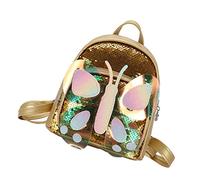 LIFKOME Mini Mochila Pequeña Brillante Para Niños Mochila De Alas Transparente Dorada De Viaje y Uso Diario Cremallera Bolsa Ligera Para Niñas Festival y Escuela
