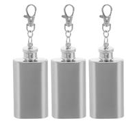 LIFKOME Mini Petaca de Licor 56 Ml de Acero Inoxidable con Llavero, Set de 3 Unidades, Frasco Portátil a Prueba de Fugas para Viaje, Senderismo y Fiesta, Botella Pequeña para Hombres