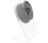 LIFKOME Modelo de Oreja Derecha de Silicona Flexible para Exhibición de Aretes y Práctica de Piercings, con Soporte Gris para Uso Doméstico y Formación en Perforaciones, Accesorio Versátil