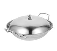LIFKOME Olla de Acero Inoxidable con Tapa para Dry Pot y Hot Pot Multifuncional Antiadherente para Cocina Gas Industrial con Asas Antideslizantes y Diseño de Calentamiento Uniforme