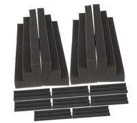 LIFKOME Paneles Insonorizantes Trapezoidales Antillamas de Espuma Negra 12 Piezas 7.5x7.5x30 Cm para Absorción de Sonido y Trampa de Graves en Estudios, Ktv y Salas de Cine