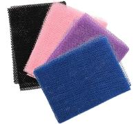 LIFKOME Paños Exfoliantes Corporales Largos de Nylon, 4 Unidades (azul, Negro, Rosa, Morado), Red Africana para Ducha, Práctico Depurador para Masaje y Limpieza de Espalda