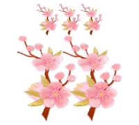 LIFKOME Parches Termoadhesivos Parches para Pantalones 5 Piezas Bordados de Flores Rosa Diseño de Flor de Durazno y Tela No Tejida, Ideales para Cubrir Roturas para Decorar Ropa