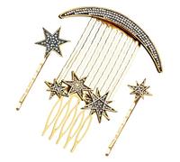 LIFKOME Peinetas Laterales Cabello Estrella y Luna Vintage, Set 4 Piezas, Tamaño Mediano, Pinzas Decorativas Para Bodas y Uso Diario, Accesorio Elegante Para Mujer Adulta