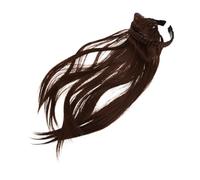 LIFKOME Peluca de Cabello Humano con Diadema Trenzada Marrón Flequillo Integrado y Clip Invisible Complemento Ligero para Cubrir Canas y Aportar Volumen Natural