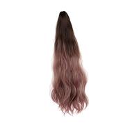 LIFKOME Peluca Postiza de Coleta Larga Ondulada Clip Invisible Estilo Natural para Mujeres Color Degradado Marrón Rosa Aspecto Realista Enredos